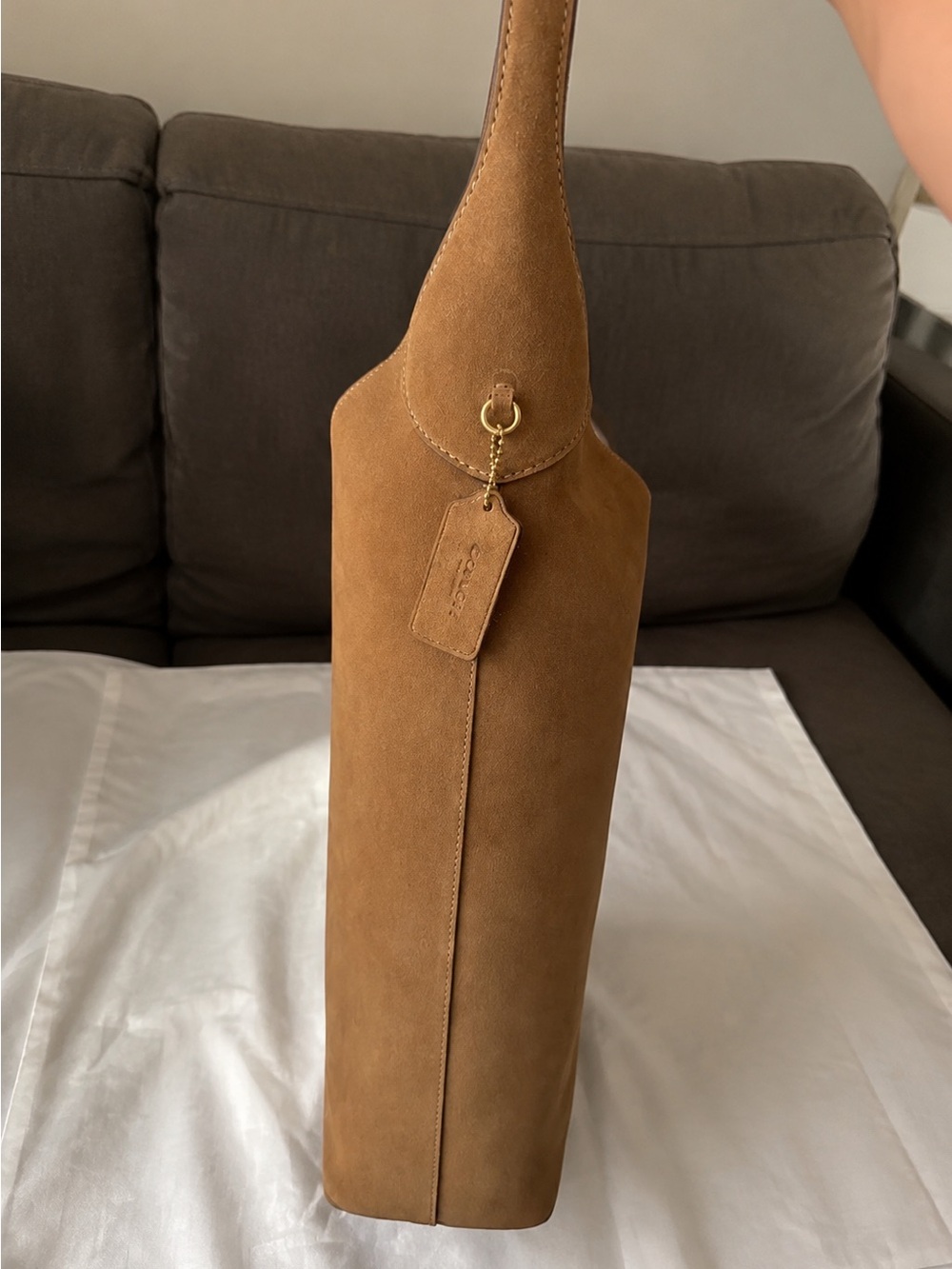 Coach Brown Suede Shoulder Tote - Picture 4 of 4